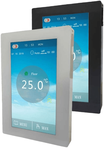 TH04 touch-screen underfloor heating thermostat, white and black